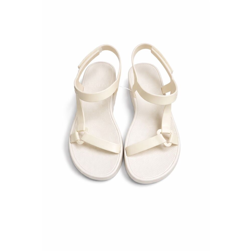 Victoria’s Secret PINK Cream Platform Sandals Women’s Size 5-6 Strappy Chunky NW